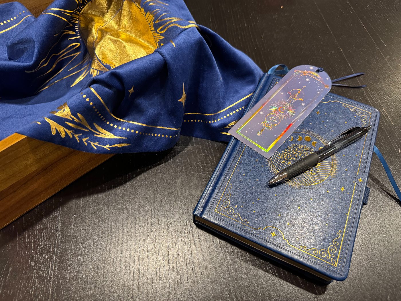 My royal blue and gold tarot logbook